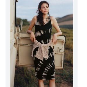 Anthropologie Saturday Sunday x Black and White Tie-Dye midi  Dress